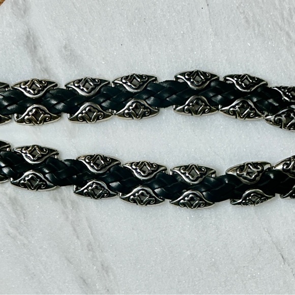 Brighton ~ Vintage ~ Women’s Small ~Black Leather Braided W/Silver Conchos Belt - Picture 13 of 16